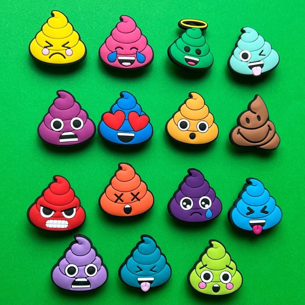 Poop cute Crocs Shoe Charms Set of 15 - jibbitz Charms Poo Emoji